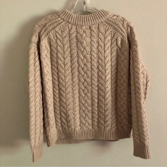 NWT J. Crew Re-Imagined Tan Cable Knit Wool Blend Sweater - Picture 2 of 7